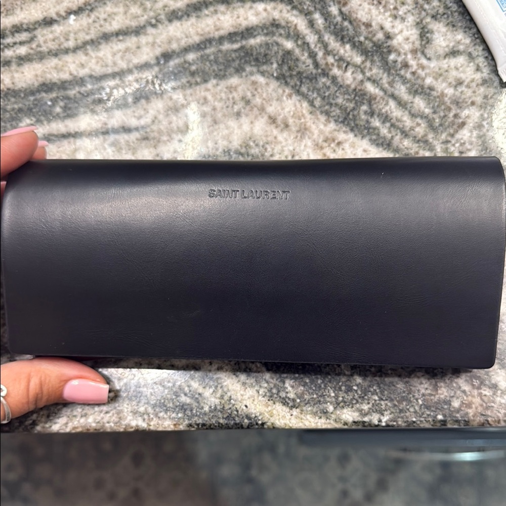 Saint Laurent Black Leather sunglasses case